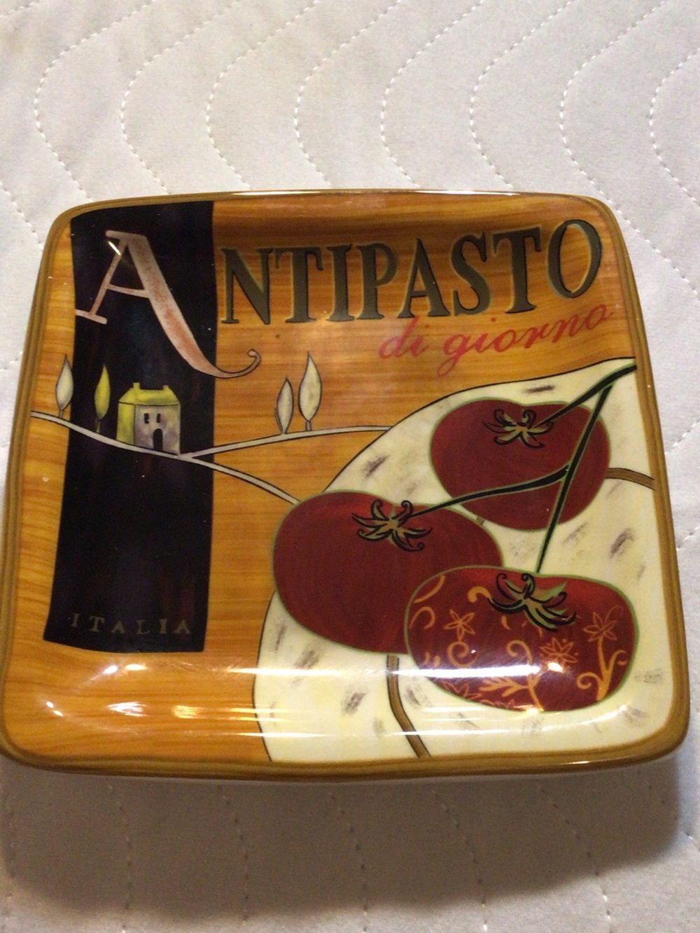Pier 1 Appetizer Plate/Spoon Rest Earthenware Antipasto Di giorno